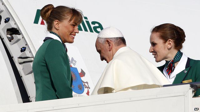 Pope Francis leaving Rome