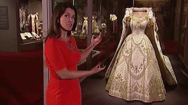 queen-s-coronation-dress-displayed-bbc-news