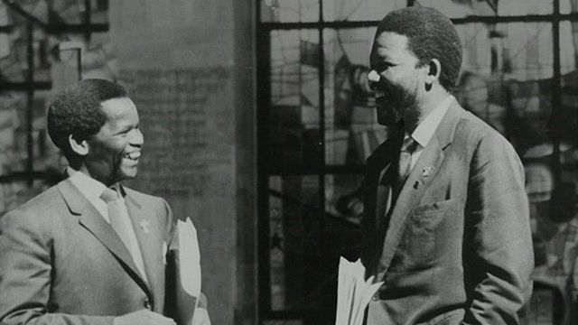 Oliver Tambo and Nelson Mandela outside Africa Hall, Addis Ababa, Ethiopia, 1962