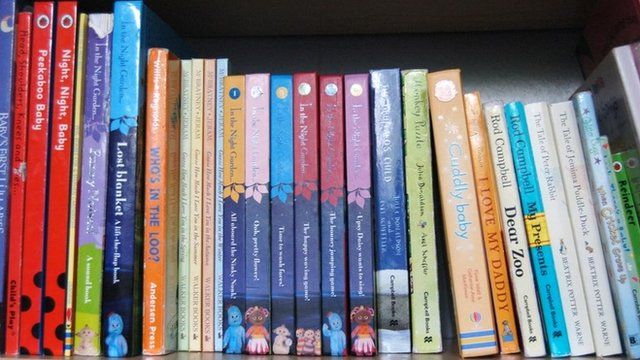A row of children's books