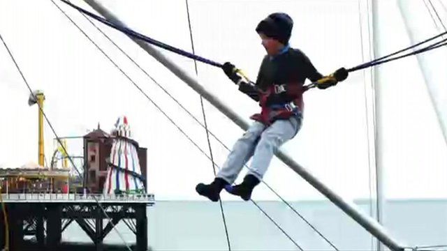Bungeeing on Brighton beach