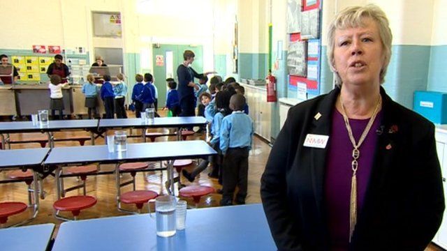 Anne Bull in school canteen