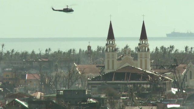 Helicopter flies over Palo