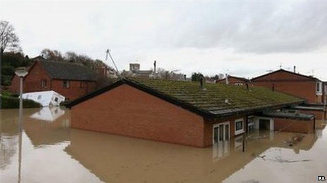 Flood waters in St Asaph