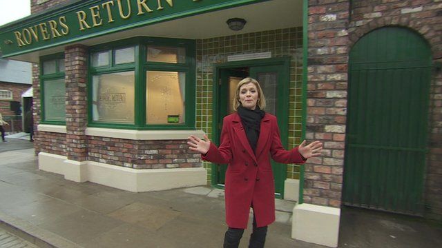 Jane Danson on the set of new look Coronation Street