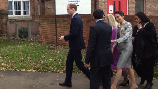 Prince William arrives at the Summerfield Community Centre