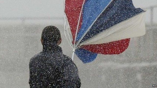 Umbrella blown inside out