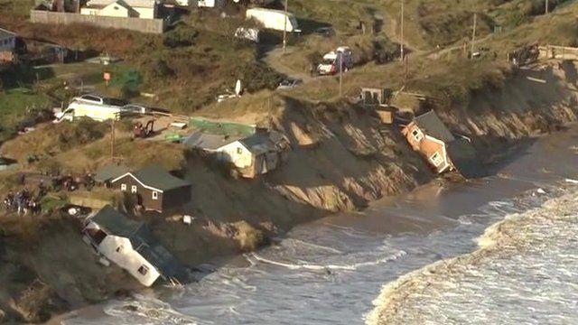 Damaged homes along the coast