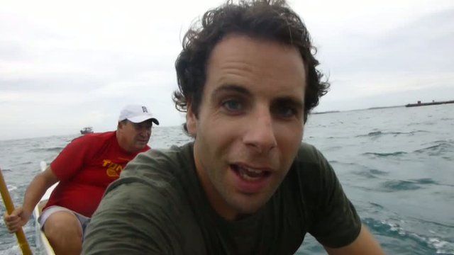 Mark Beaumont on an outrigger