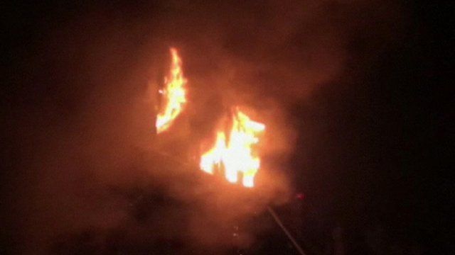 Train fire in Andhra Pradesh, India