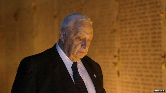 Israeli Prime Minister Ariel Sharon at a memorial ceremony in October 2002