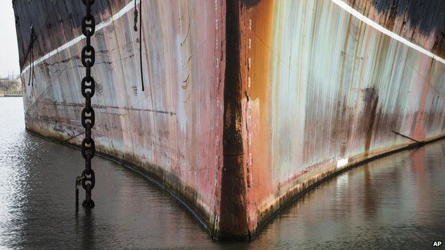 Bow of a rusty ship