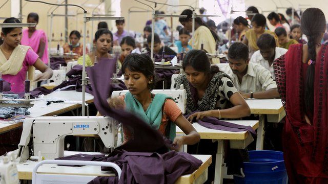 Indian workers of a private garment factory