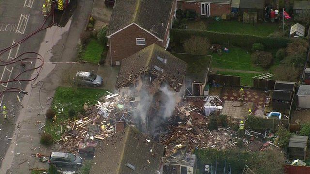 Emergency crews at scene of explosion in Clacton, Essex