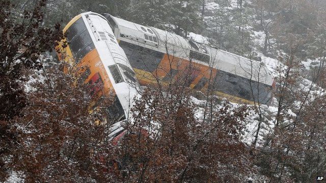 Derailed train