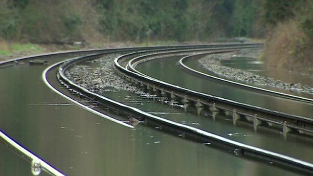Flooded railway lines