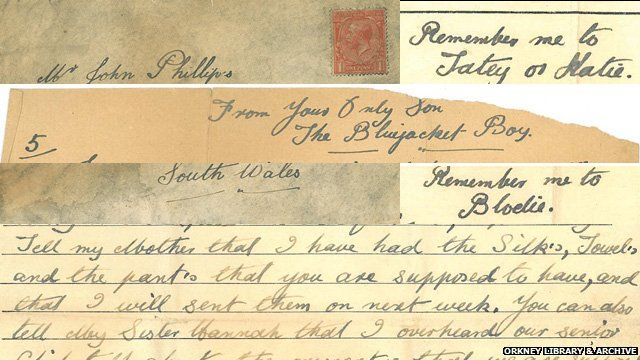 Extracts of the letter written in World War One
