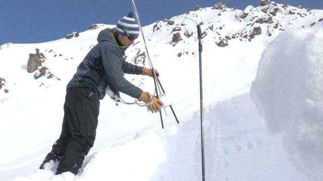Researcher Ben Reuter using the snow micro pen