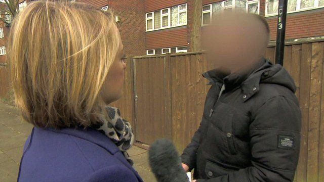 Man speaking to Newsnight's Laura Kuenssberg about stop and search