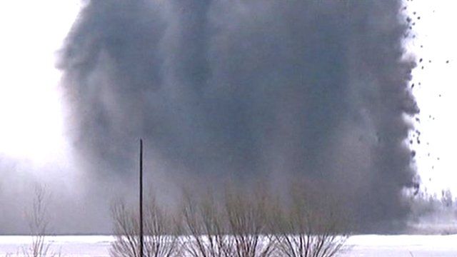 A river being bombed