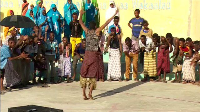Somalis dancing at the Unknown Soldier square in Mogadishu