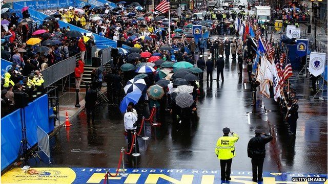 Flag raised at Boston Marathon bombing memorial