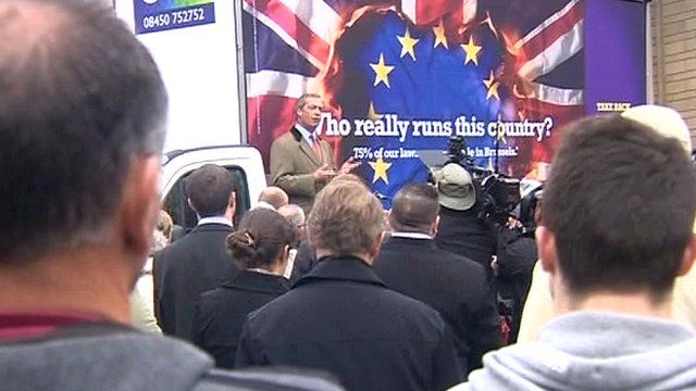Nigel Farage unveils UKIP's election poster