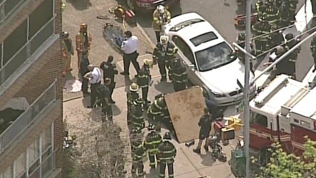 Emergency workers at the scene