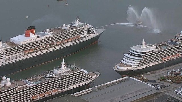 Cunards Three Queens Celebrate Liners 10th Anniversary Bbc News