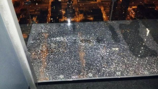 The cracked coating of the glass bay