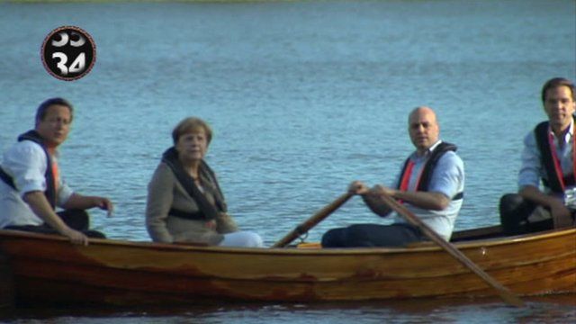 Political leaders in a boat