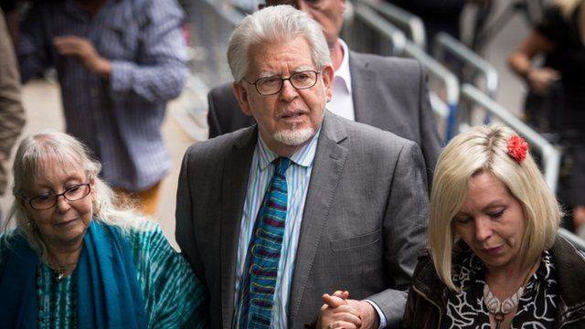 Rolf Harris leaves court flanked by his wife Alwen and daughter Bindi