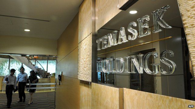 Temasek Holdings placard