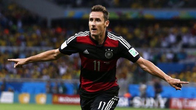 Klose celebrates World Cup goal