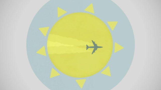 Graphic of plane flying across the sun