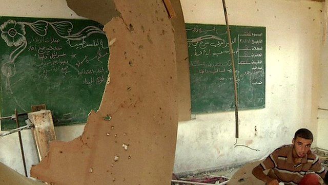 United Nations school in Gaza damaged by Israeli shellfire