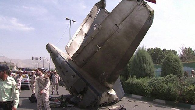 Plane debris on Iranian street
