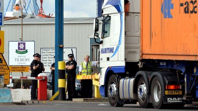 Police at Tilbury Docks