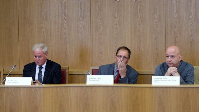 (from left) Chief executive Martin Kimble, deputy leader of Rotherham council Paul Lakin and cabinet member adult social care John Doyle