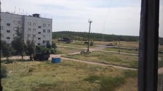 Image of what a witness says is a BUK missile launcher in rebel-held territory in Ukraine