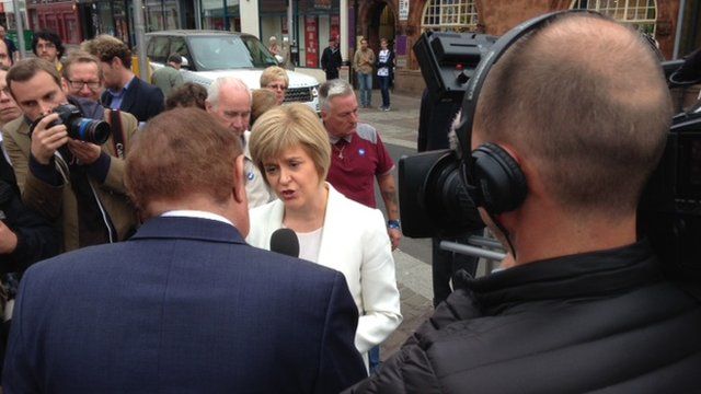 Andrew Neil with Nicola Sturgeon in Hamilton