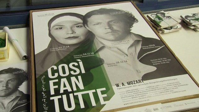 Poster for Syrian refugee production of Cosi Fan Tutte in Germany