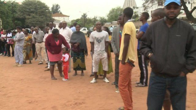 Queue at polling station