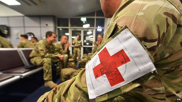 MoD handout photo of Catterick-based 35 Squadron from 5 Medical Regiment before they departed from RAF Brize Norton, Oxfordshire, as part of the army's support to the UK's response to the Ebola outbreak