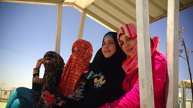 Syrian girls in the Za'atari refugee camp in Jordan
