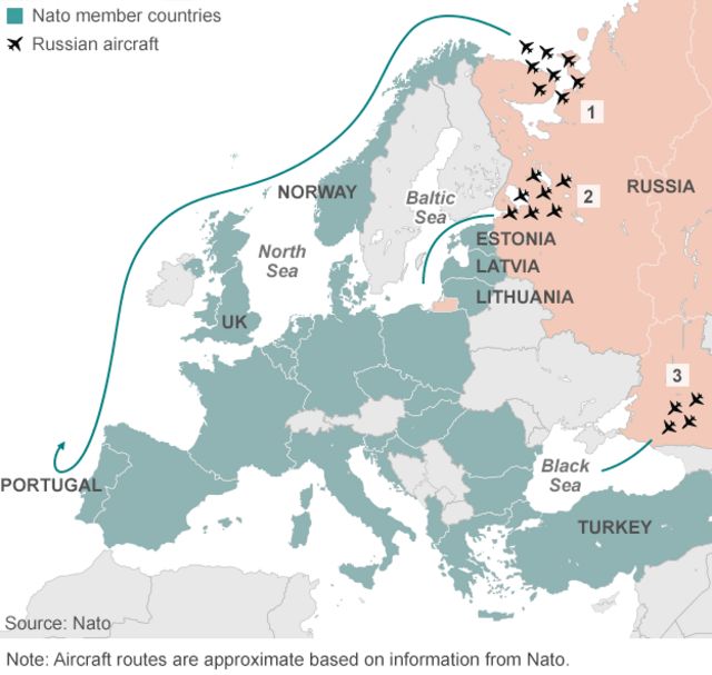 Russian air force planes test Nato defences