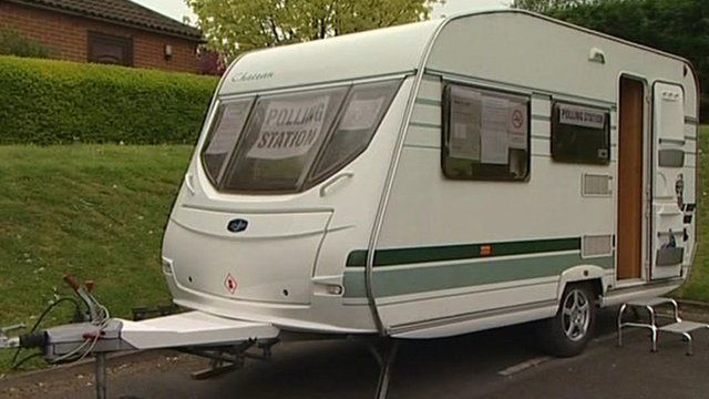 This towing caravan has a unique feature - you can vote in it!