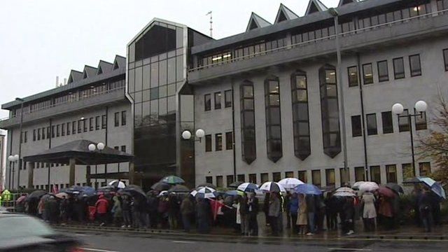 Workers held a protest at the council offices on Thrusday