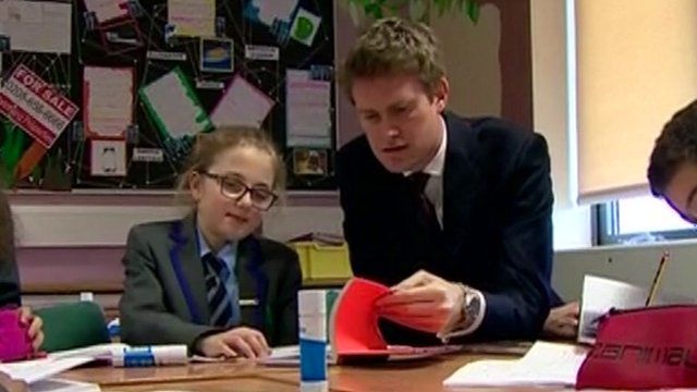 Shadow Education Secretary Tristram Hunt in a classroom