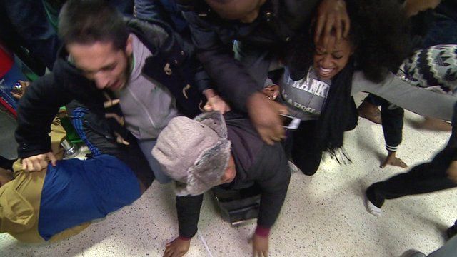 Some people appeared to be pushed to the ground in Wembley